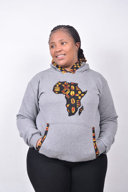 T8243 Traditional African Grey Jacket with Orange & Black Africa Map