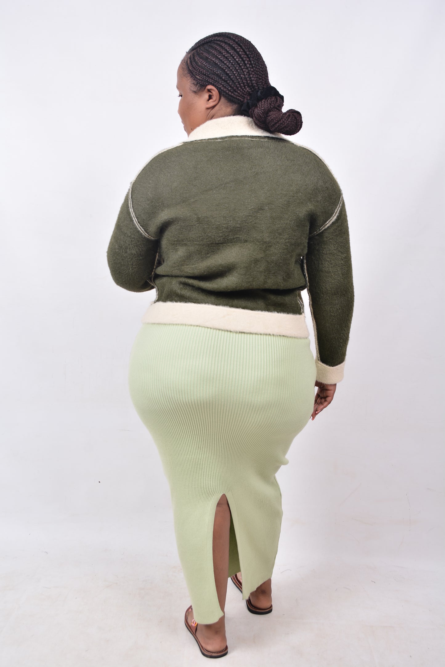 T8255 Ladies Green & Beige Jacket