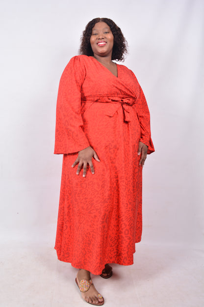 T8257 Ladies Red & Maroon Maxi Dress