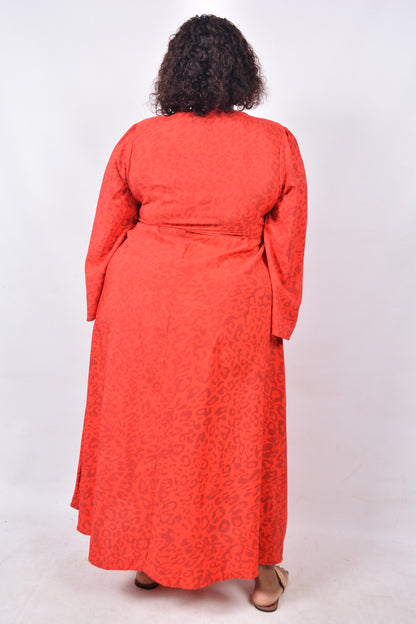 T8257 Ladies Red & Maroon Maxi Dress