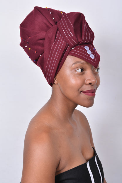 T8282 Ladies Maroon African Beaded Hearts Duke