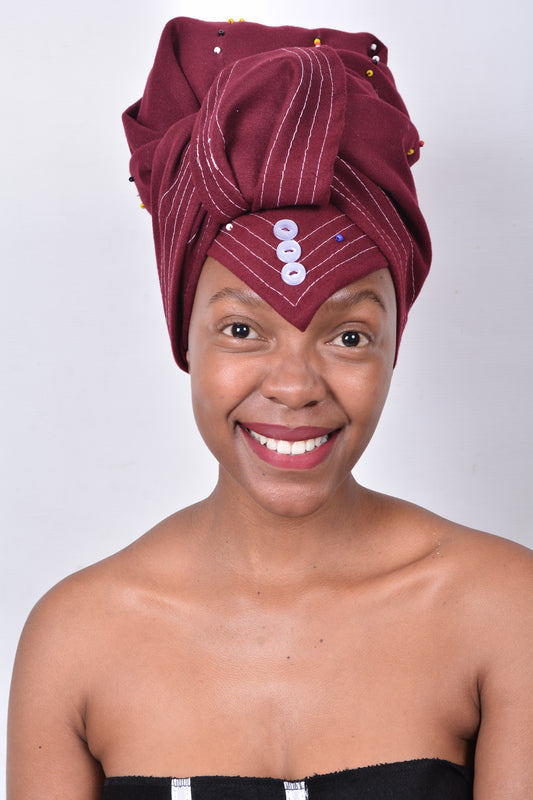 T8282 Ladies Maroon African Beaded Hearts Duke