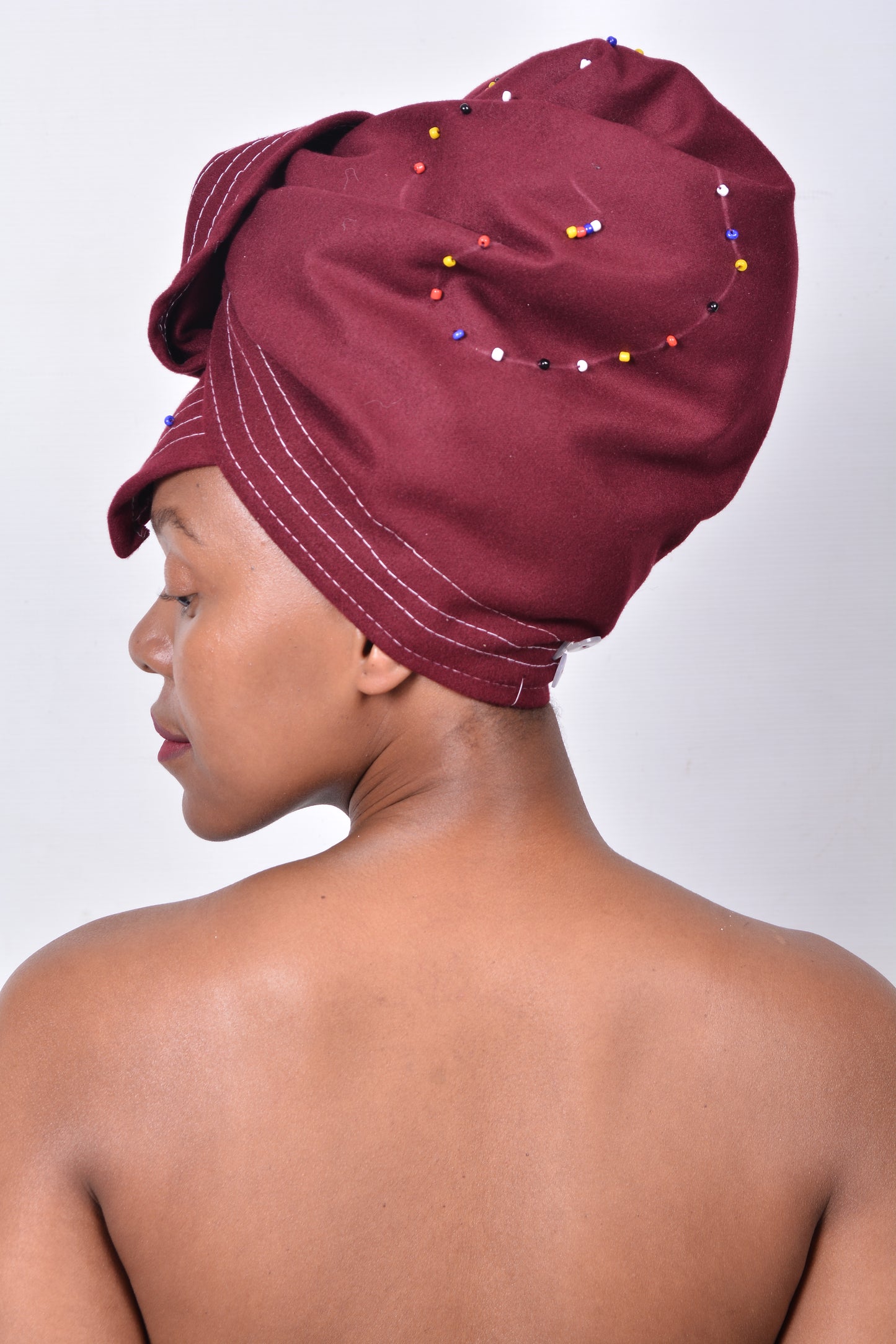 T8282 Ladies Maroon African Beaded Hearts Duke