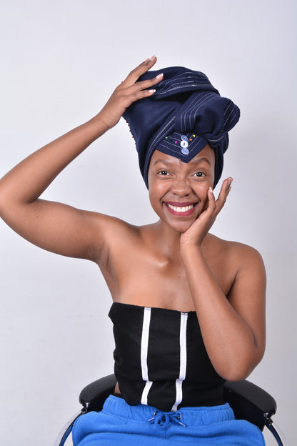 T8284 Ladies Navy Blue African Beaded Duke