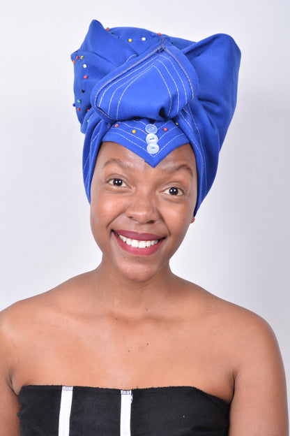 T8283 Ladies Royal Blue African Beaded Hearts Duke