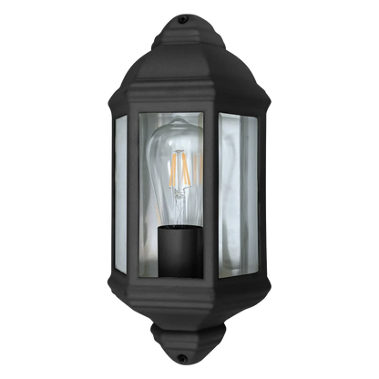 Dakar Black Outdoor Wall Light with Clear Glass