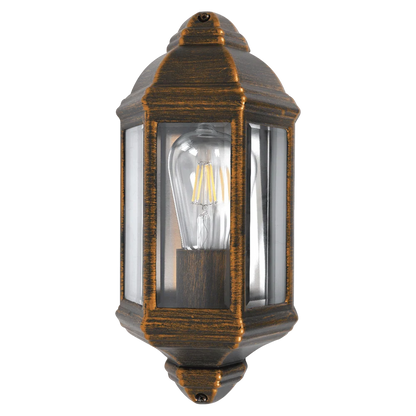 Dakar Old Gold Outdoor Wall Light with Clear Glass
