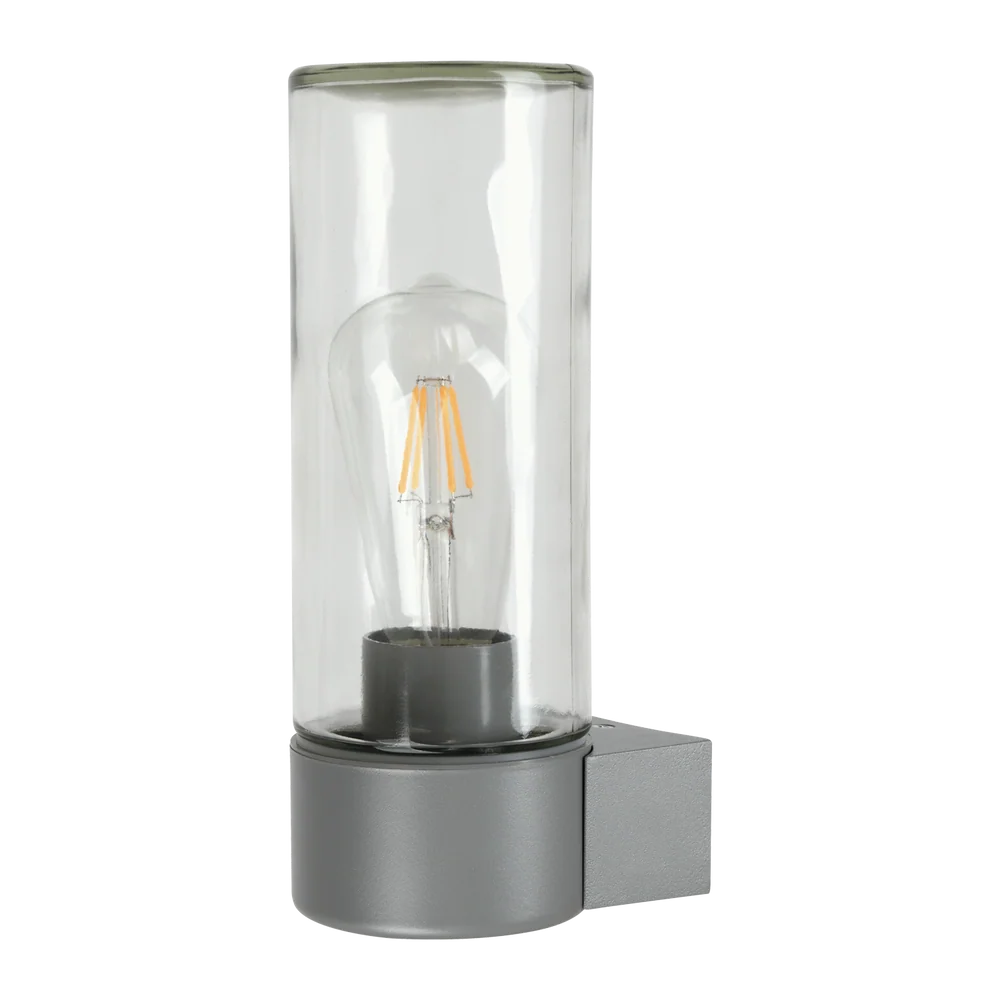 Dax Sand Grey Outdoor Wall Light with Clear Glass