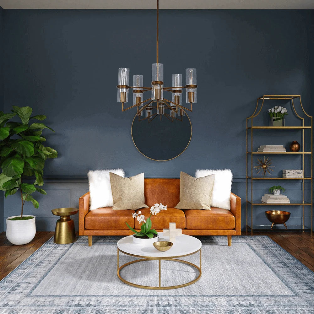 Florence Brown/Gold 5 Light Chandelier with Clear Glass