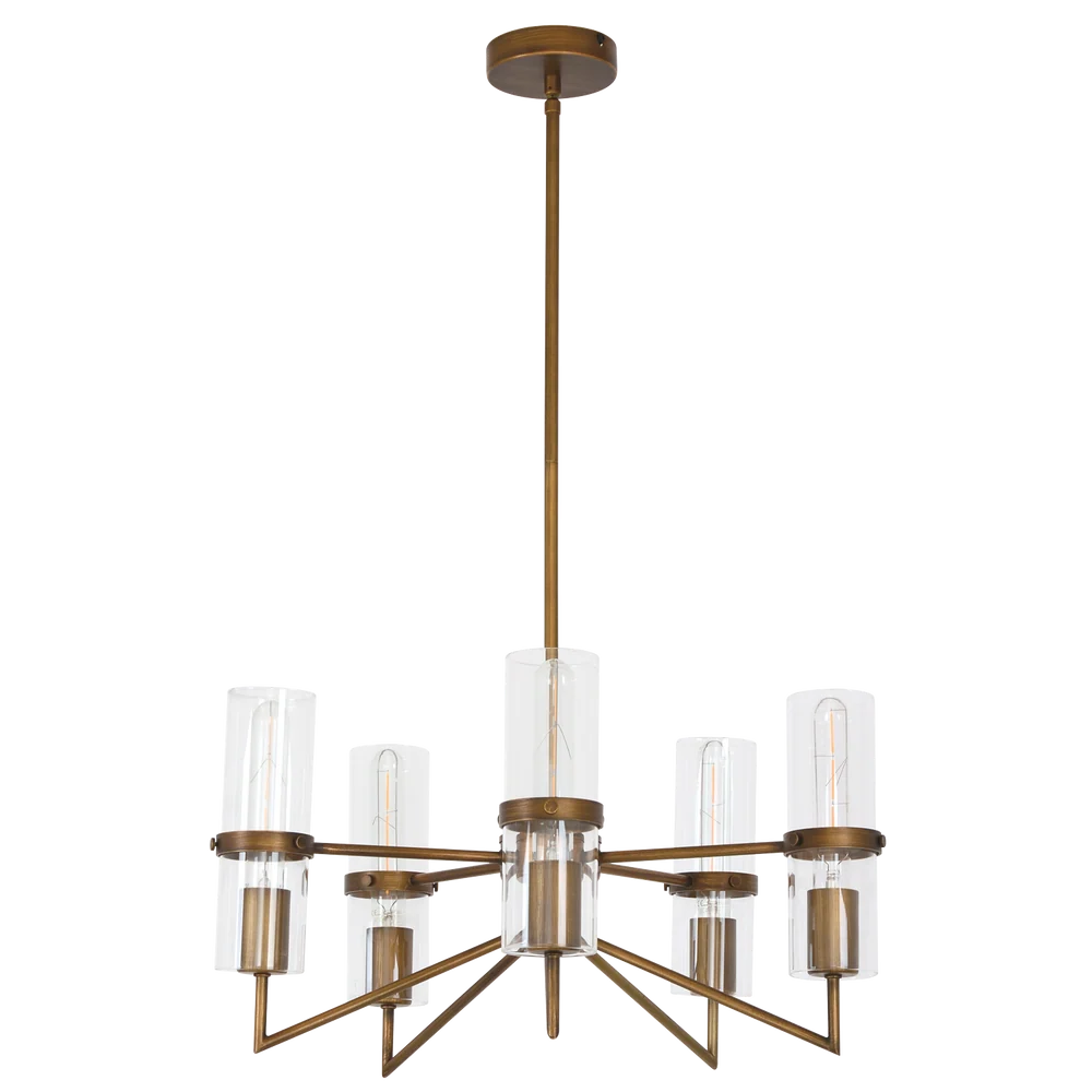 Florence Brown/Gold 5 Light Chandelier with Clear Glass