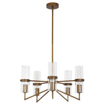 Florence Brown/Gold 5 Light Chandelier with Clear Glass