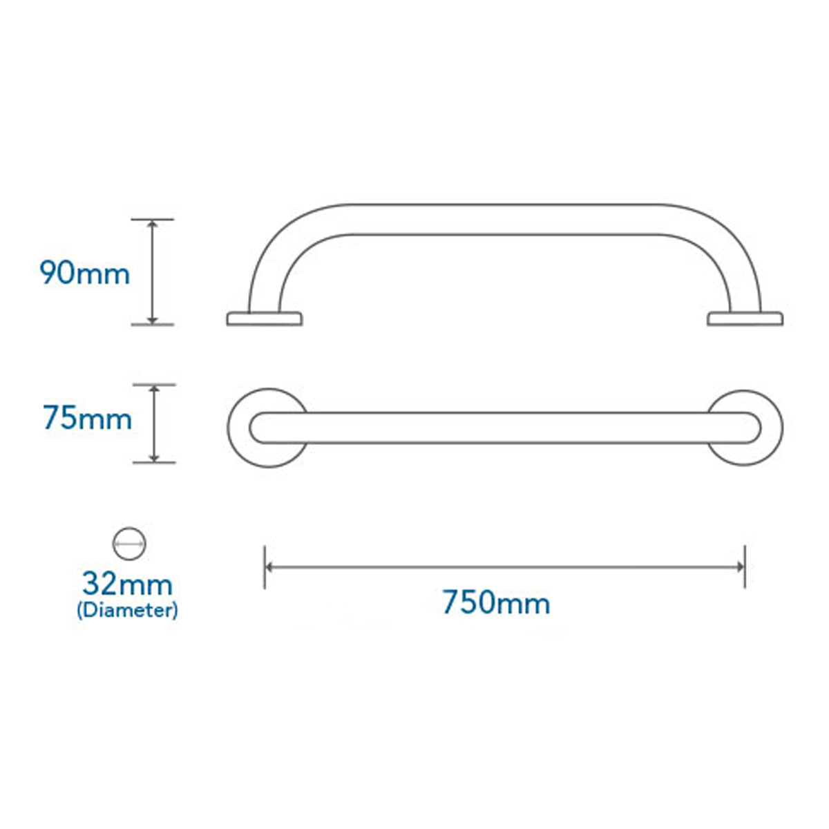 Stunning Bathrooms SB Grab Rail Flush Valve 750mm (TBD)