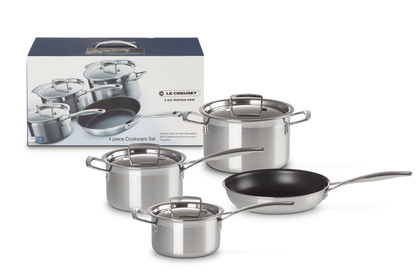 Lecreuset 3-ply Stainless Steel 4-piece Cookware Set