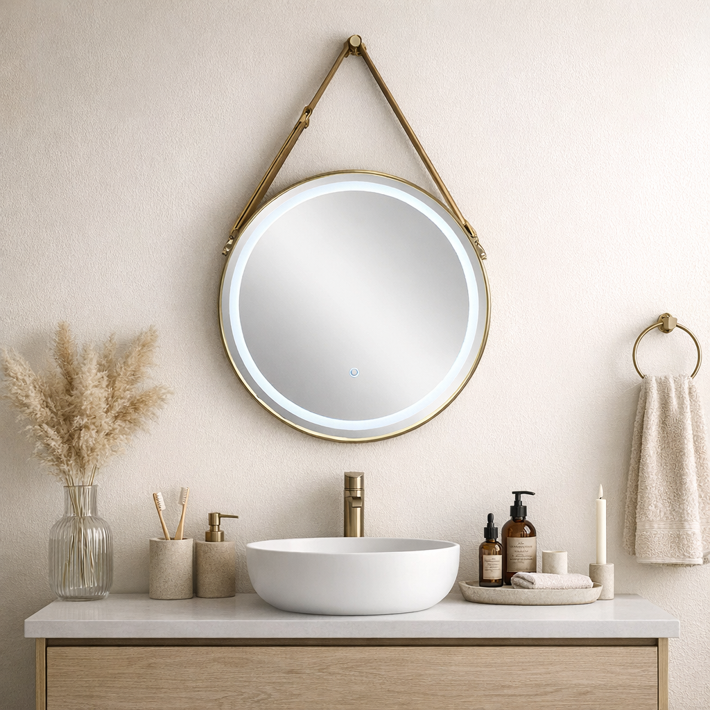 Led Mirror Loft Round 600mm Brushed Gold (NEW)