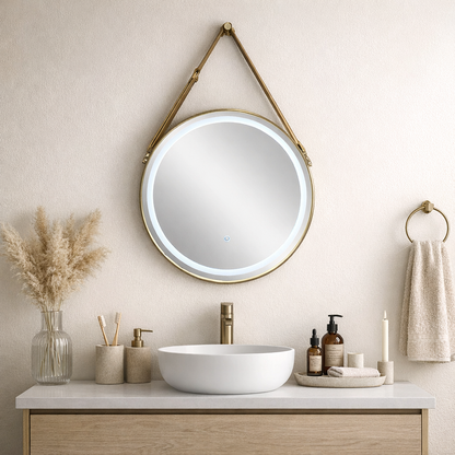 Led Mirror Loft Round 600mm Brushed Gold (NEW)