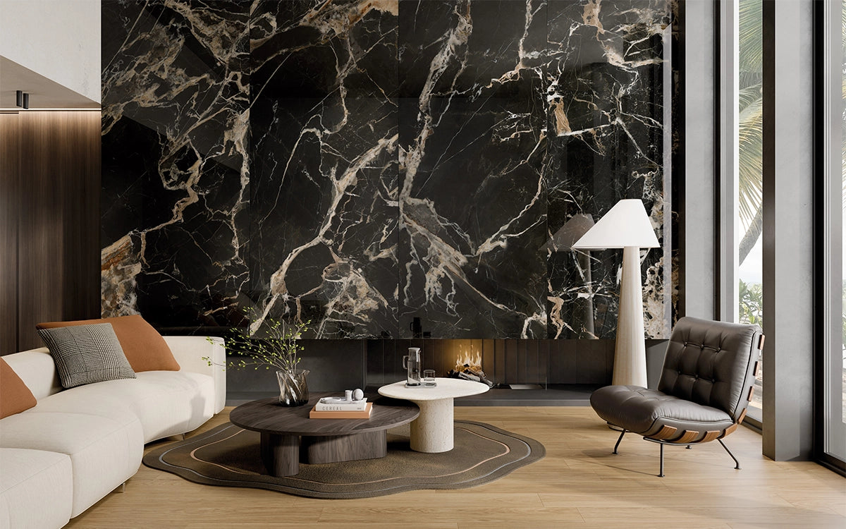 Marmo E Pietra Black Gold Matt Slab 1200x2800mm