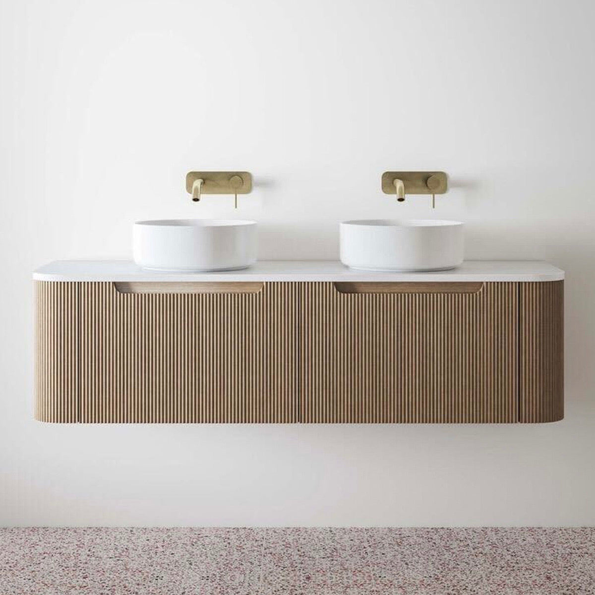 Madeira Oak Vanity 1500 & Slab Excl Basin