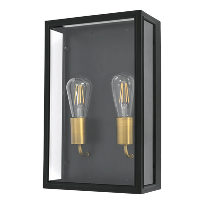 Madison Black and Brass 2 Light Outdoor Wall Light