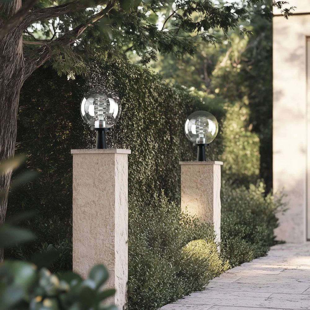 Madras Black Outdoor Pedestal with Clear Plastic Cover