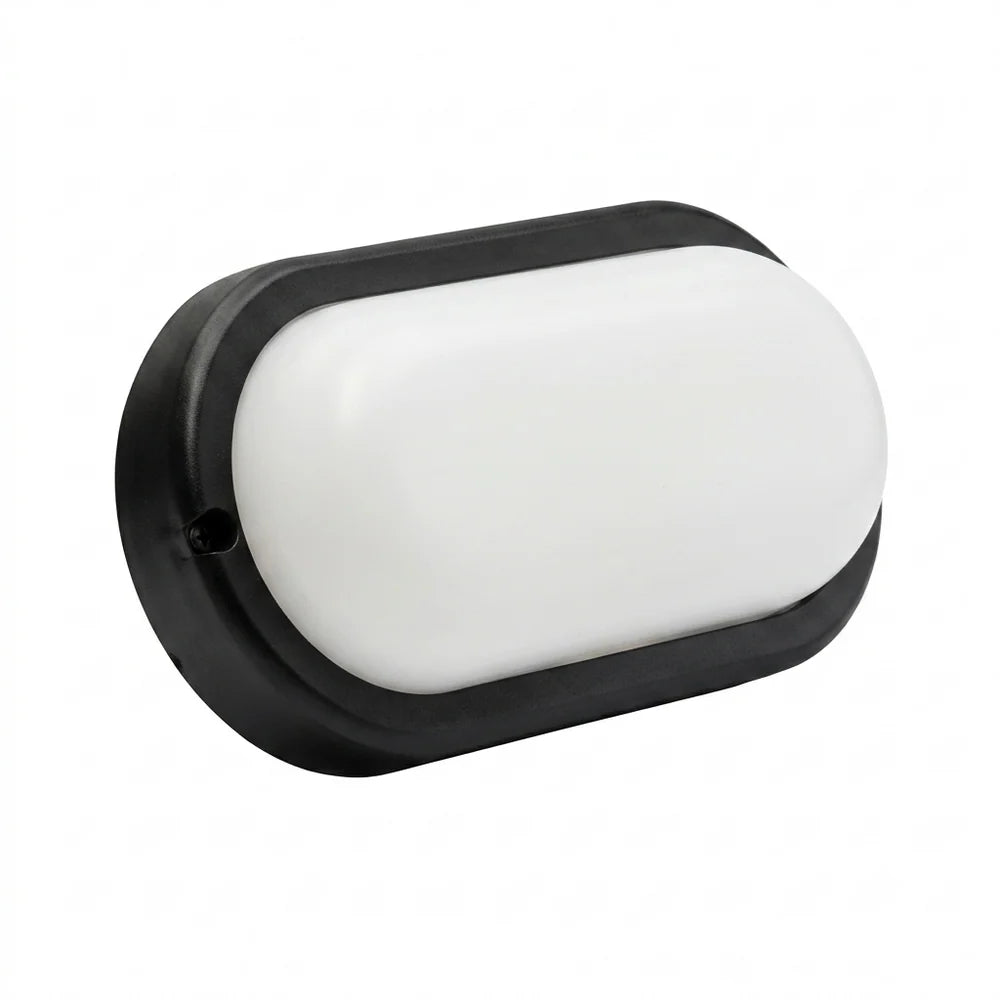 Oval Black 12W Daylight Outdoor LED Bulkhead