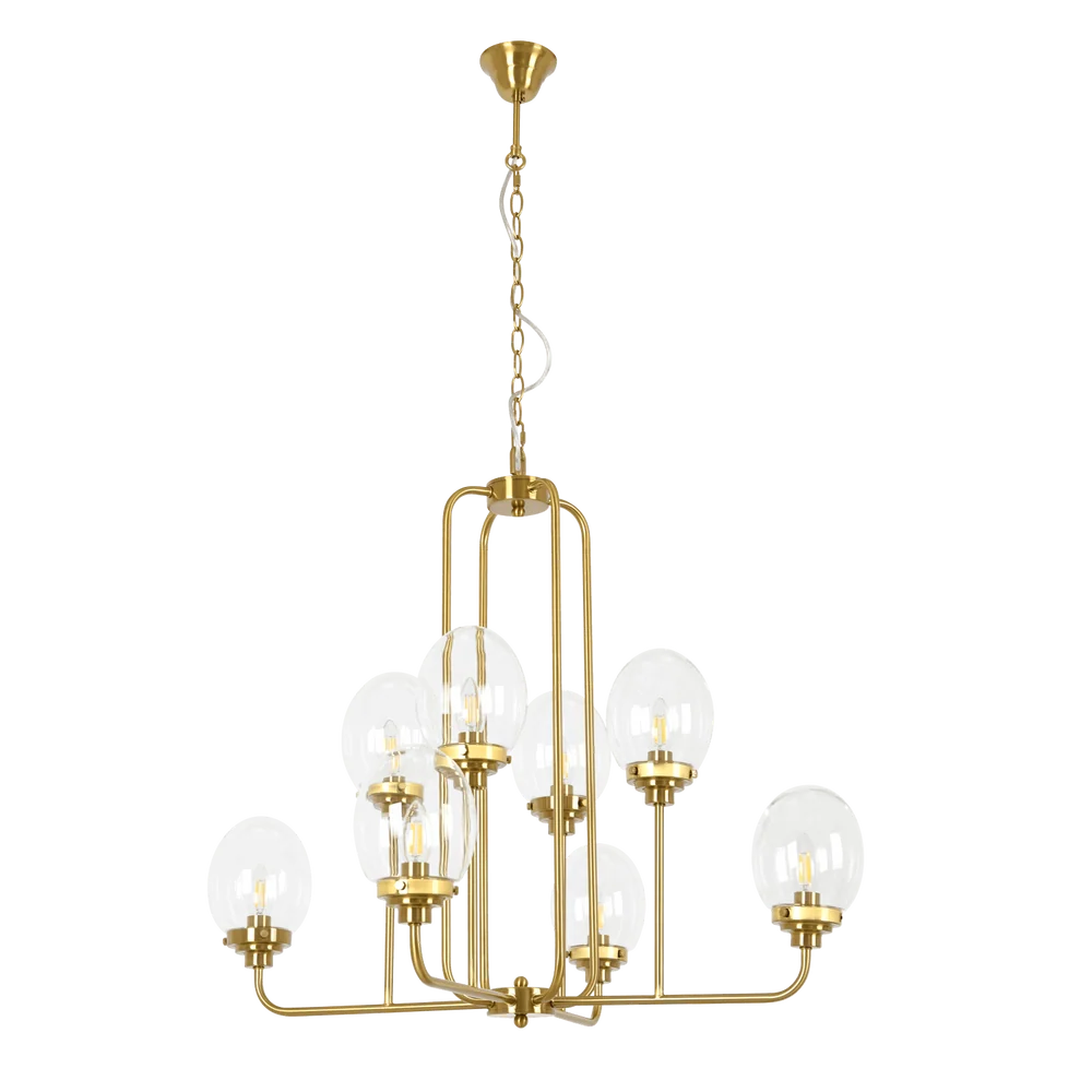 Osiris Gold Brass 8 Light Chandelier with Clear Glass
