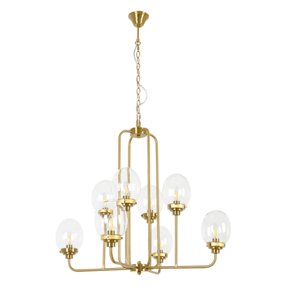Osiris Gold Brass 8 Light Chandelier with Clear Glass