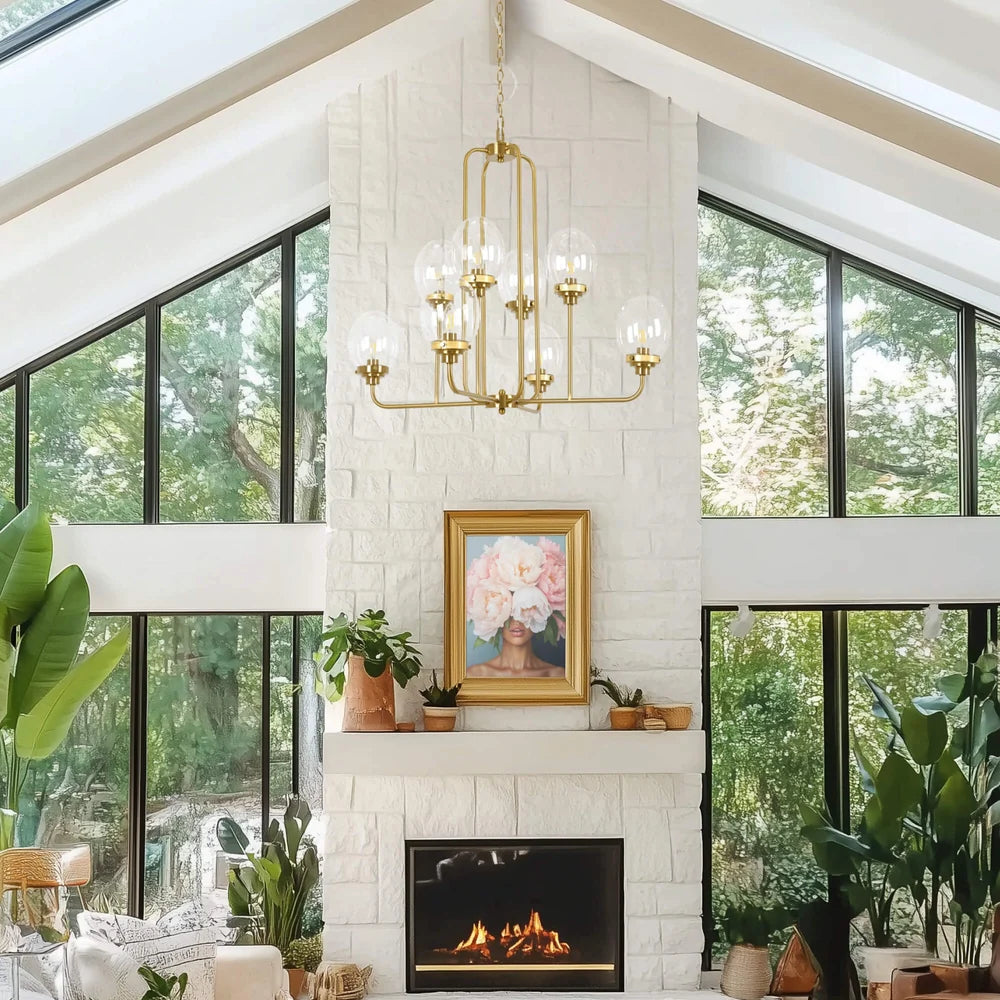 Osiris Gold Brass 8 Light Chandelier with Clear Glass