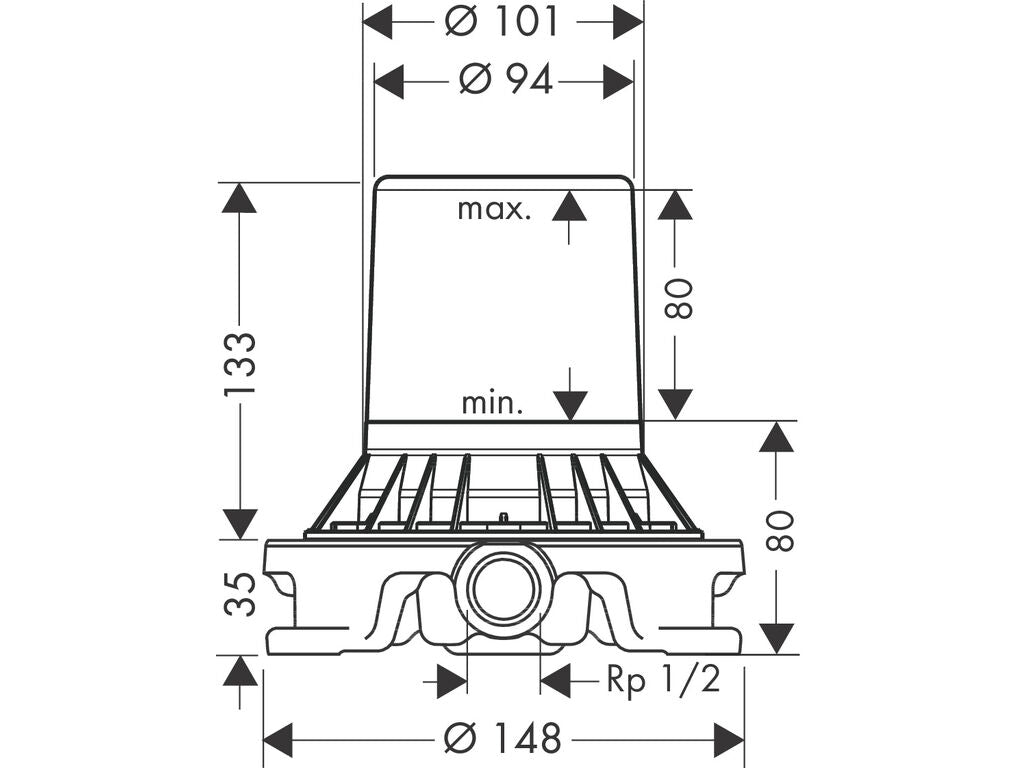 Hansgrohe concealed part for free standing bath mixer
