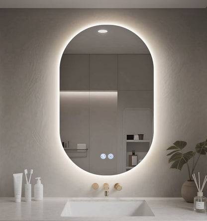 Led Mirror Pill Oval 500x800 With DE Fogger