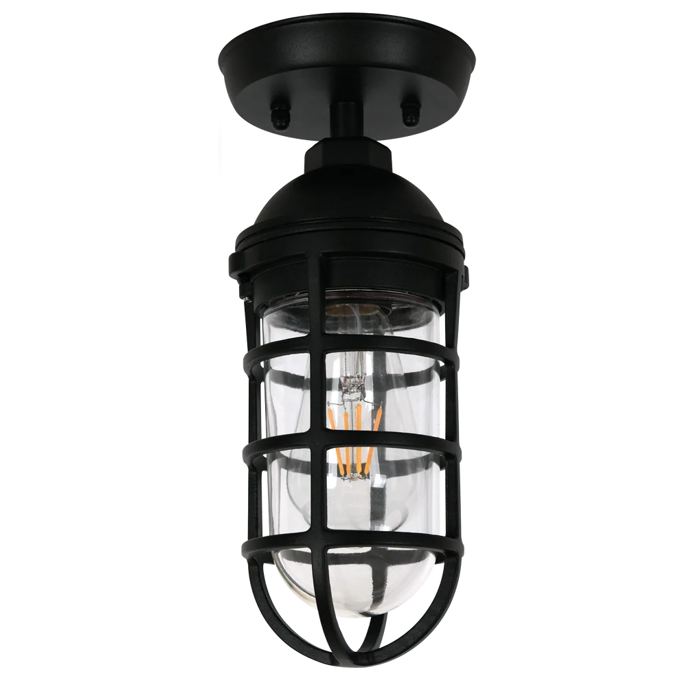 Route Sand Black Outdoor Ceiling Light