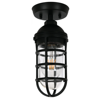 Route Sand Black Outdoor Ceiling Light