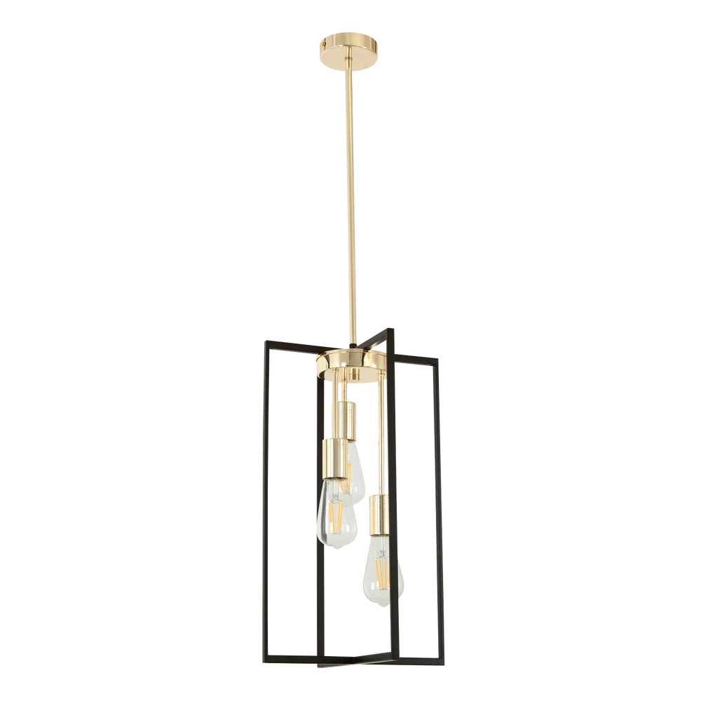 Sia Champagne Gold and Black 3 Light Pendant
