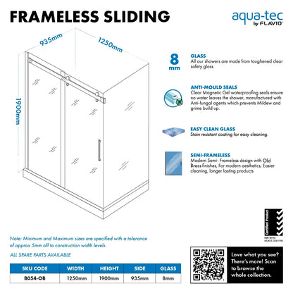 Signature Frameless Sliding 950x1250x8mm Br/gold