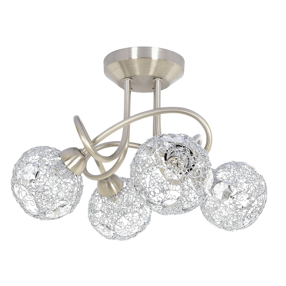 Sinclair Satin Nickel 4 Light Ceiling Light