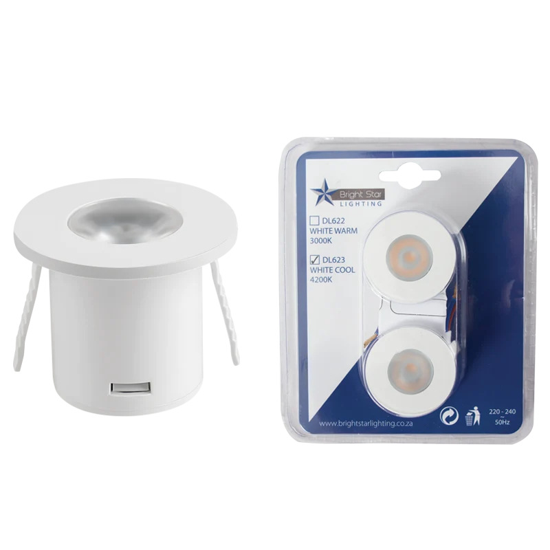 White 1W Cool White LED Star Light Twin Pack
