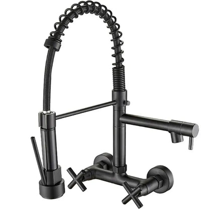 Kitchen Tap with Pull Down Sprayer Sink Spring Faucet Embedded Mixer Tap 1196 Black