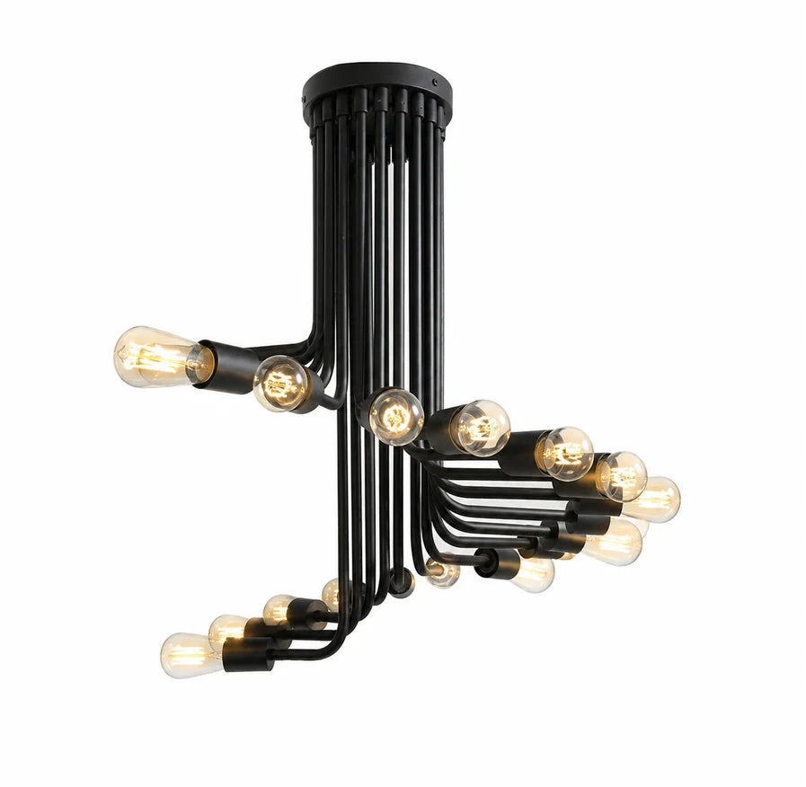 Spiral Chandelier Black Metal 21 Light