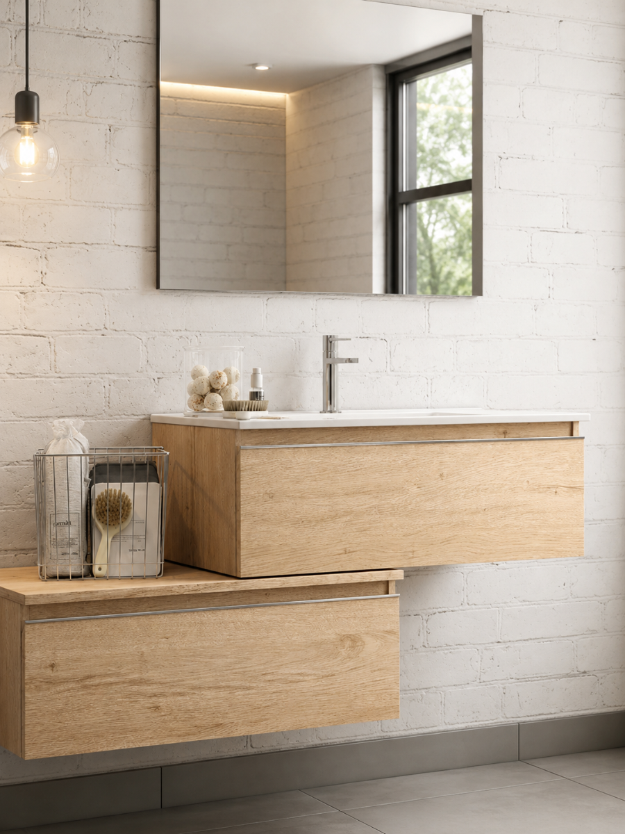 Toscana Bamboo Wall Hung Vanity & Basin Set 795 x 450 x 296mm