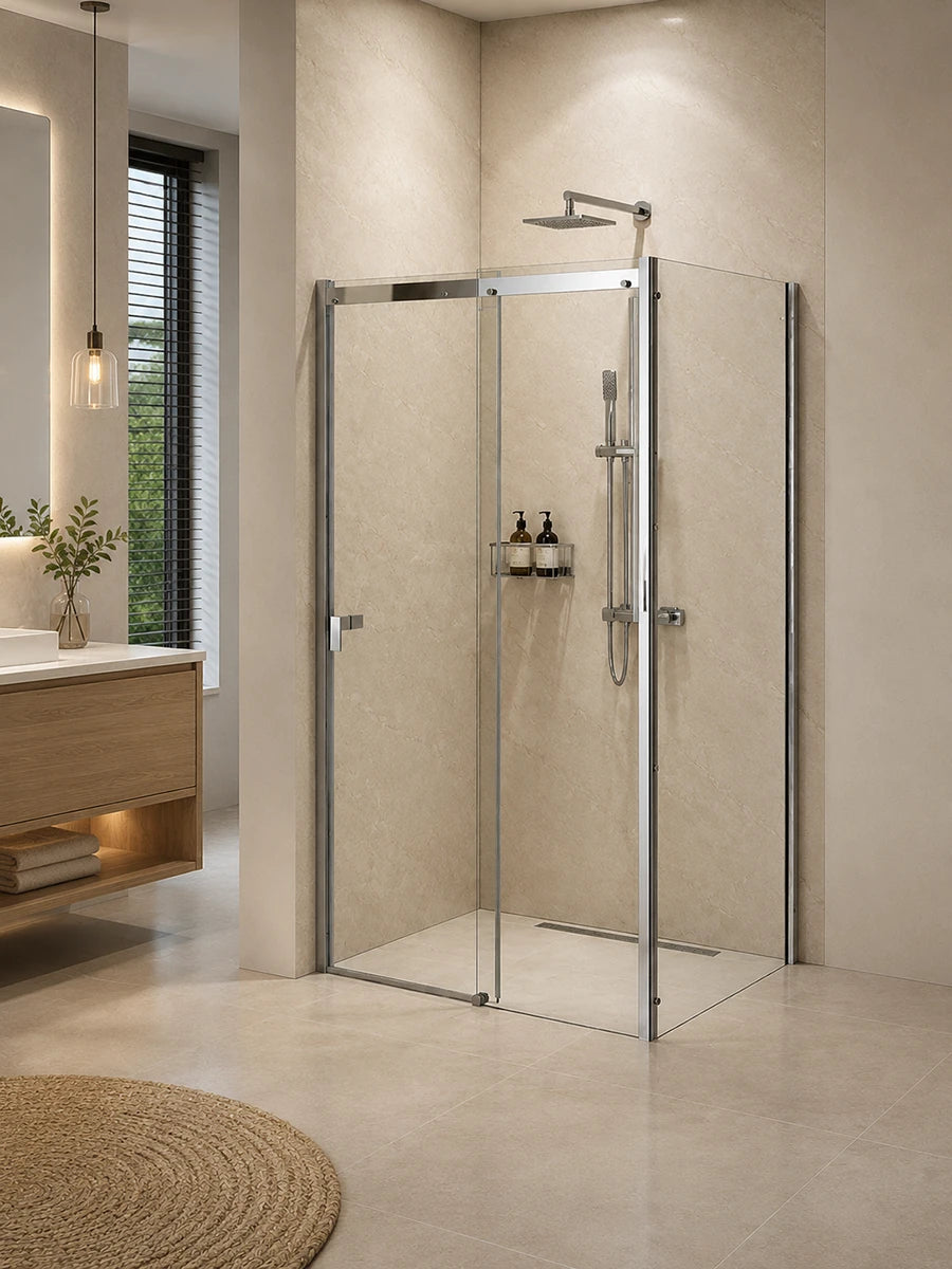 Shower Sliding Door With Chrome Frame 1210 x 2000mm
