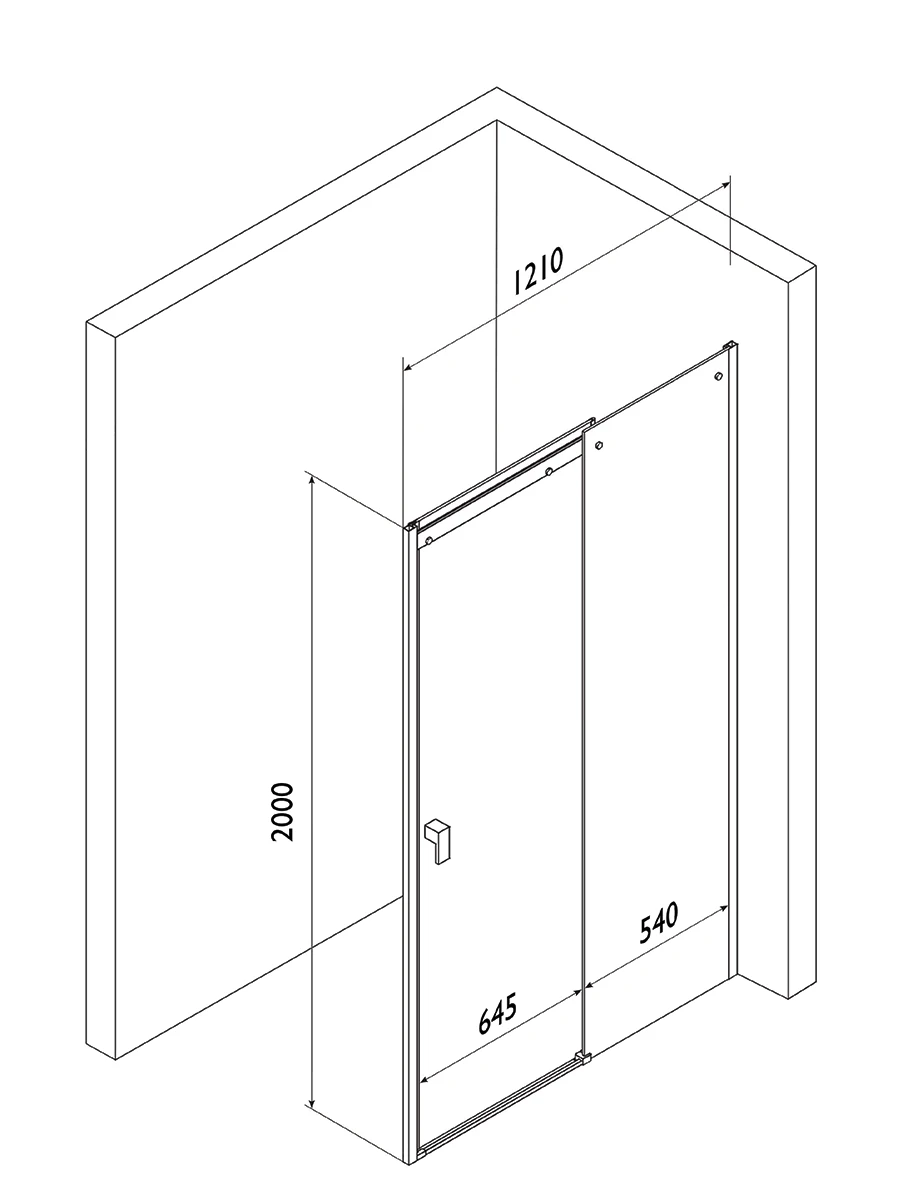Shower Sliding Door With Chrome Frame 1210 x 2000mm