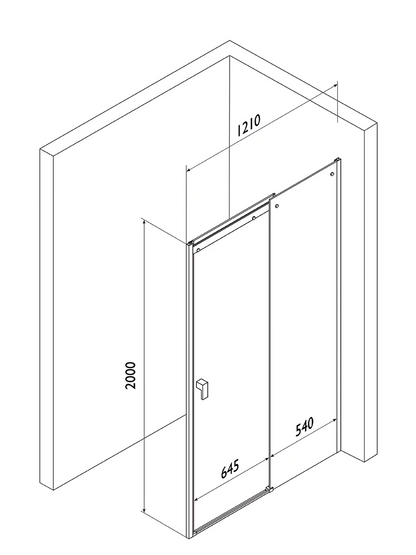 Shower Sliding Door With Chrome Frame 1210 x 2000mm