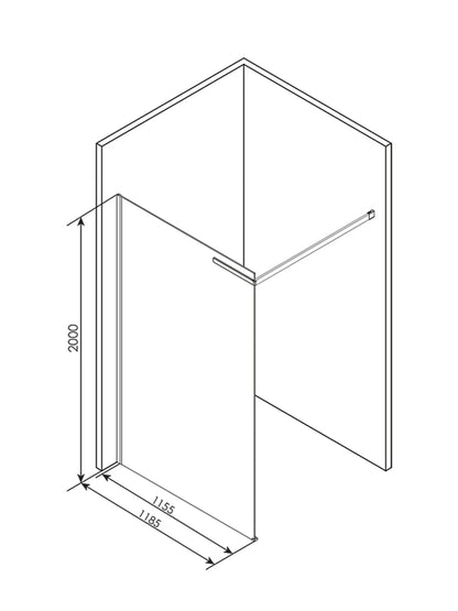 Wall Mounted Shower Screen With Chrome Frame 800-1000 x 1185 x 2000mm