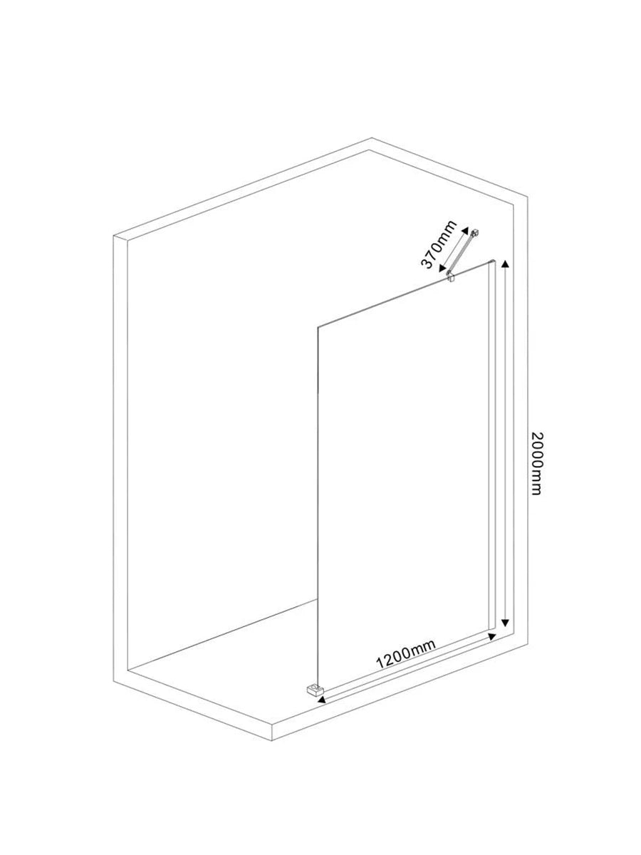 Ruscello Wall Mounted Black Shower Screen 1200 x 2000mm