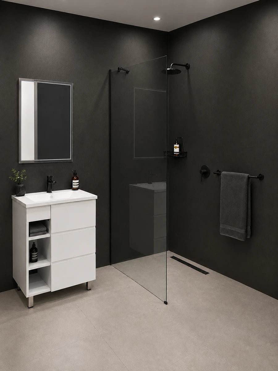 Ruscello Wall Mounted Black Shower Screen 1200 x 2000mm