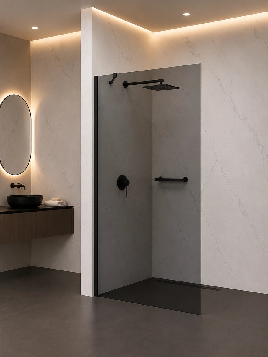 Ruscello Wall Mounted Shower Screen Black Smoke 1200 x 2000mm
