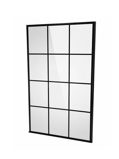 Wall Mounted Cottage Pane Shower Screen With Black Frame 1200 x 2000mm