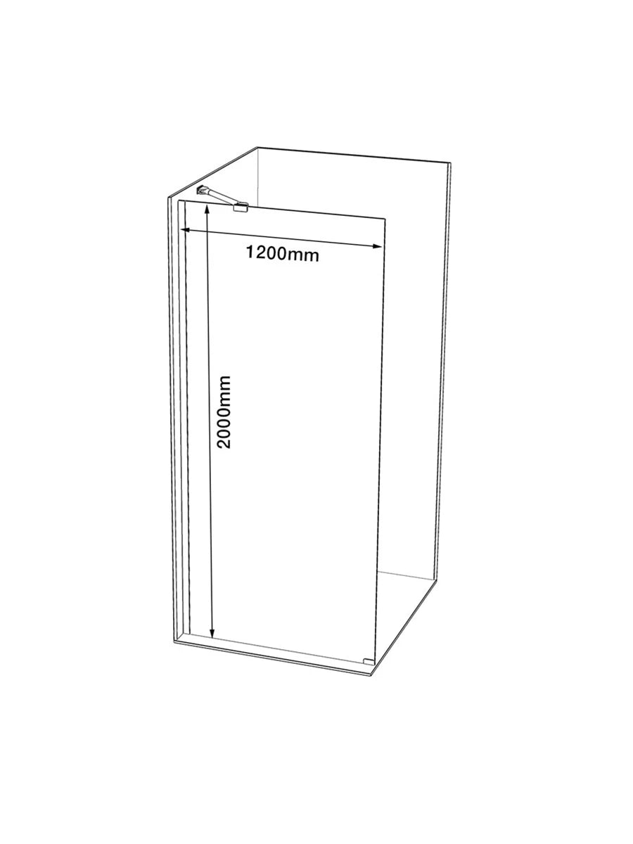 Wall Mounted Cottage Pane Shower Screen With Black Frame 1200 x 2000mm