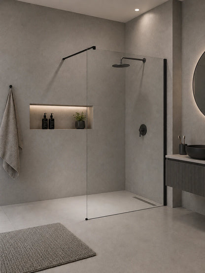 Fumo Nero Wall Mounted Black Shower Screen 1500 x 2000mm