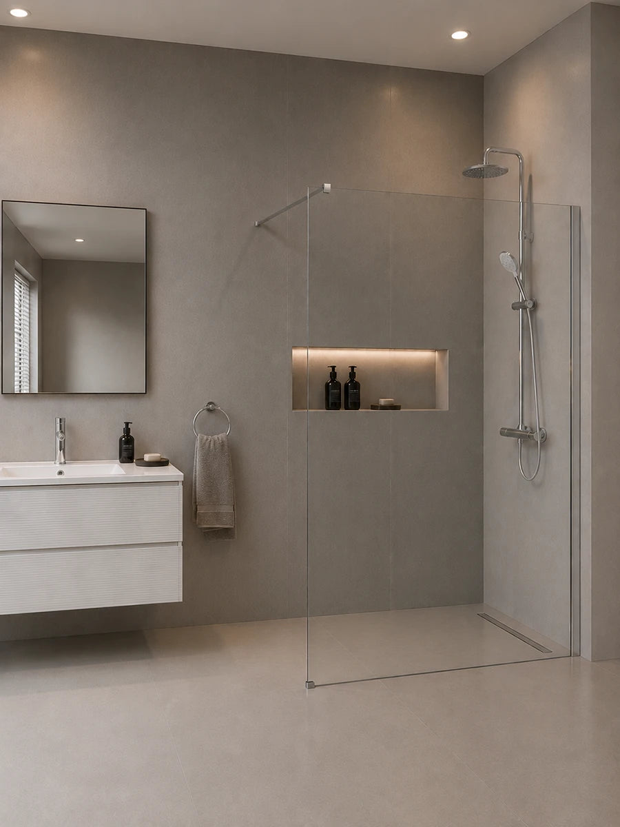 Fumo Grigio Wall Mounted Chrome Shower Screen 1500 x 2000mm