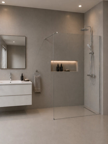 Fumo Grigio Wall Mounted Chrome Shower Screen 1500 x 2000mm